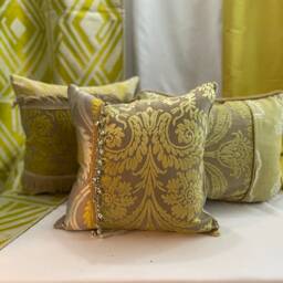 Designers Guild Green Velvet Pillow Cover Silk Decorative Cushion - thumbnail 4