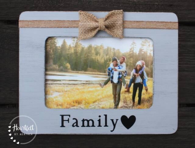 Personalized Family Picture Frame - Hand-Painted Wood, Custom Vinyl - image 1