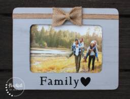 Personalized Family Picture Frame - Hand-Painted Wood, Custom Vinyl - thumbnail 1