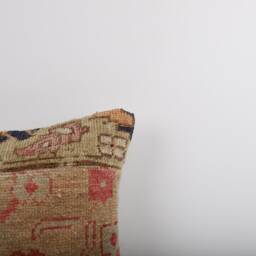 Vintage Turkish Kilim Pillow Cover 16'' Handwoven Wool Throw - thumbnail 3
