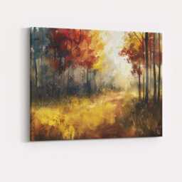 Golden Autumn Forest Sunlight Impressionist Woodland Landscape Canvas Wall Art Print Decor Picture Ready To Hang - thumbnail 4