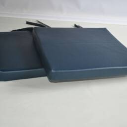 "2 Dark Navy Blue Faux Leather Square Dining Garden Chair Cushions Seat Pads 14"" To 20" - thumbnail 3