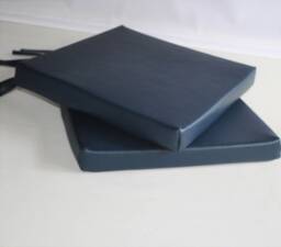 "2 Dark Navy Blue Faux Leather Square Dining Garden Chair Cushions Seat Pads 14"" To 20" - thumbnail 1