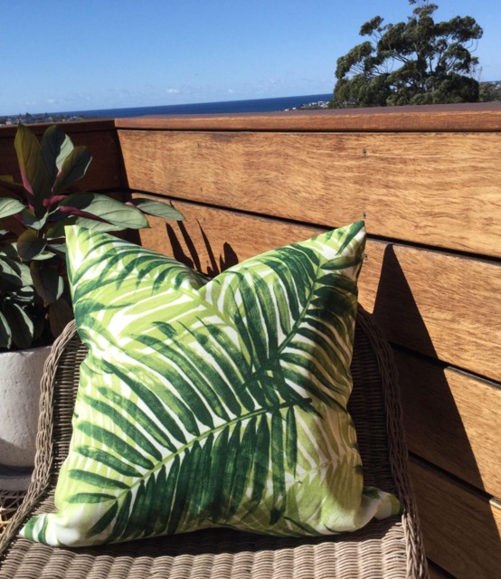 Palm Leaf Outdoor Cushion Cover Tropical Green Pillow - image 1