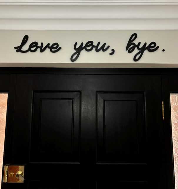 Love You, Bye. Wooden Black Wall Art - Entryway Hallway Sign Script Above Door Home Decor - image 1