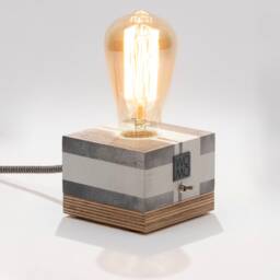 Hand-Painted Concrete Table Lamp, Design Industrial Decor, Edison Bedside Home Decor - thumbnail 1