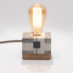 Hand-Painted Concrete Table Lamp, Design Industrial Decor, Edison Bedside Home Decor - thumbnail 2