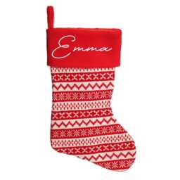 Personalised Red Knitted Christmas Stocking - thumbnail 1