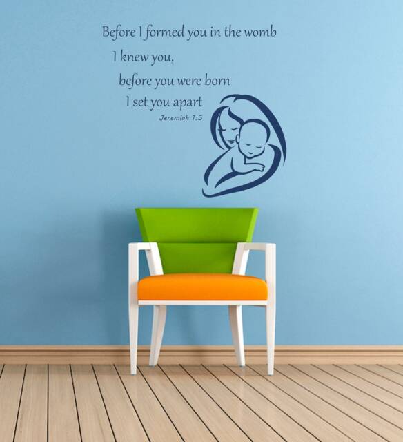 Jeremiah 1 V 5 Niv Christian Bible Verse Quote, Vinyl Wall Art Sticker Decal Mural, Children's Bedroom, Nursery, Playroom. - image 1