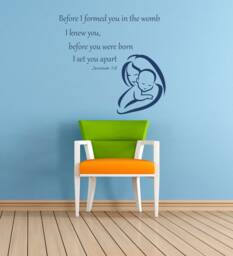 Jeremiah 1 V 5 Niv Christian Bible Verse Quote, Vinyl Wall Art Sticker Decal Mural, Children's Bedroom, Nursery, Playroom. - thumbnail 1
