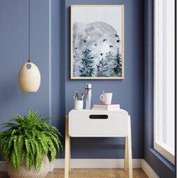 Full Moon Print, Phase Lounge Wall Art, Watercolour Artwork, Gallery Wall, Illustration, Lunar Prints UK A5, A4, A3 - thumbnail 3