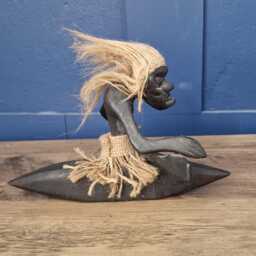 Hand Carved Wooden Tiki Man Sculpture, African Art Home Decor - thumbnail 3