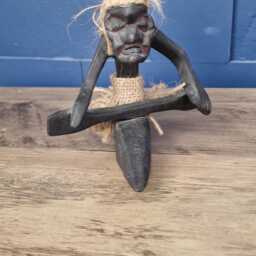 Hand Carved Wooden Tiki Man Sculpture, African Art Home Decor - thumbnail 2