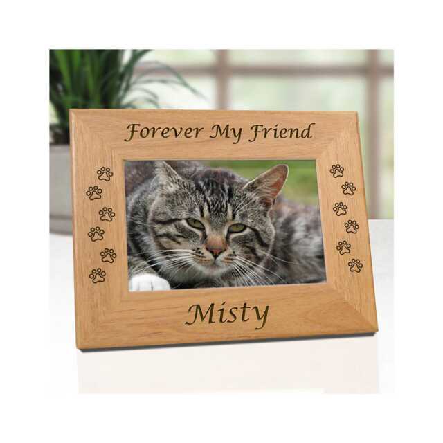Pet Memorial Frame Personalized Cat Sympathy Keepsake Remembrance Gift Custom Engraving Wooden Picture Memory Paw Design Tribute - image 1
