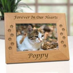 Pet Memorial Frame Personalized Cat Sympathy Keepsake Remembrance Gift Custom Engraving Wooden Picture Memory Paw Design Tribute - thumbnail 3