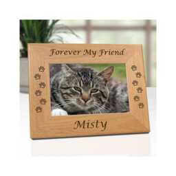 Pet Memorial Frame Personalized Cat Sympathy Keepsake Remembrance Gift Custom Engraving Wooden Picture Memory Paw Design Tribute - thumbnail 1