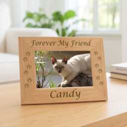 Personalized Cat Name Picture Frame Pet Memorial Keepsake Gift Laser Engraved Wooden Photo Display - thumbnail 3