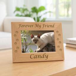 Personalized Cat Name Picture Frame Pet Memorial Keepsake Gift Laser Engraved Wooden Photo Display