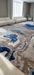 Abstract Blue Gray Beige Swirl Area Rug, Modern Luxury Marble Pattern Contemporary Statement Carpet, Neutral Living Room Bedroom Decor - thumbnail 1