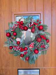 Luxury Handmade Christmas Wreath - Elegant Holiday Front Door Decor, Festive Winter Wreath, Evergreen Decoration, Red Candy - thumbnail 1