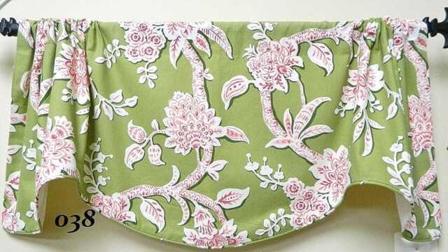 Magnolia Butternut Apple-Designer Window Valance/Lined & Corded Rod Pocket Scalloped