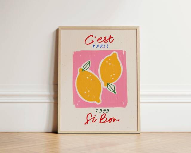 C'est Si Bon Print, Print Wall Art, Lemon Kitchen Home Decor, Paris Unframed - image 1