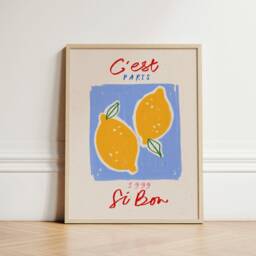 C'est Si Bon Print, Print Wall Art, Lemon Kitchen Home Decor, Paris Unframed - thumbnail 2