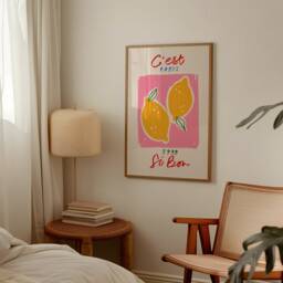 C'est Si Bon Print, Print Wall Art, Lemon Kitchen Home Decor, Paris Unframed - thumbnail 3