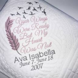Personalized Baby Memorial Quilt, Embroidered Keepsake Blanket - 36x46 Inches - thumbnail 3