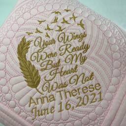 Personalized Baby Memorial Quilt, Embroidered Keepsake Blanket - 36x46 Inches - thumbnail 2