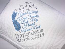 Personalized Baby Memorial Quilt, Embroidered Keepsake Blanket - 36x46 Inches - thumbnail 1