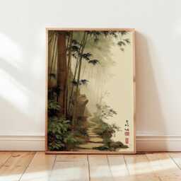 Japanese Bamboo Forest Poster Print - Misty Zen Landscape Art Traditional Oriental Wall Decor - thumbnail 4