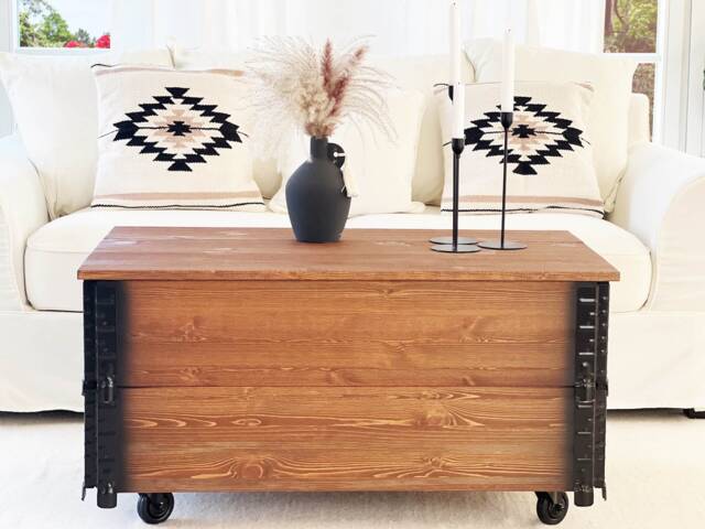Coffee Table Xl Chest Wooden Box Vintage Shabby Ch - image 1