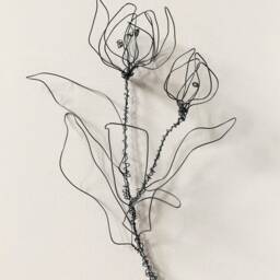 Home Decor, Wall Hanging, 2 Tulips With A Stem & Leaves, Wire Art, Unique Flower Design. 3D. 100% Handmade, Free Shipping - thumbnail 2