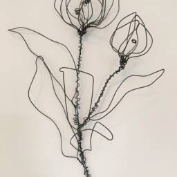 Home Decor, Wall Hanging, 2 Tulips With A Stem & Leaves, Wire Art, Unique Flower Design. 3D. 100% Handmade, Free Shipping - thumbnail 3