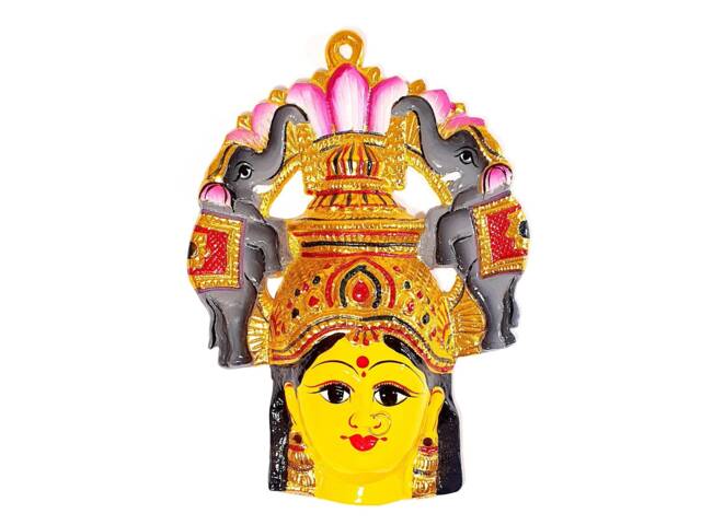 Goddess Lakshmi - For Varalakshmi Pooja , Diwali Or Wall Hanging Face With Nose Ring Solid Alloy Built To Last - image 1