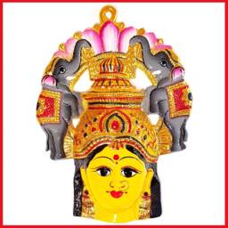 Goddess Lakshmi - For Varalakshmi Pooja , Diwali Or Wall Hanging Face With Nose Ring Solid Alloy Built To Last - thumbnail 2