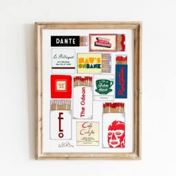 Nyc Match Box Illustration, Iconic Matchbook Art New York City Restaurant Print Decor, Apartment Gallery Wall Art, Foodie - thumbnail 1