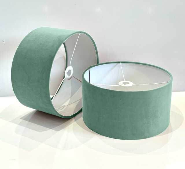 New Handmade Duck Egg Velvet Drum Lamp Shade Suitable For Tables & Ceilings With White Lining All Shapes Available Sizes On Demand - image 1