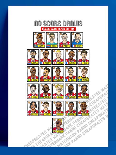 Sunderland Volume 5 - Black Cats 25/26 Edition A3 Print Of 25 Wonky No Score Draws Doodles Of Safc's Premier League Squad - image 1
