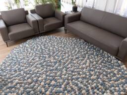 Pebble Rugs Felt Stone Cloud Rug Wool Carpet, Kids Nursery Rug, Play Mat, Natural Handmade Bedroom Rug Fair Trade - thumbnail 1