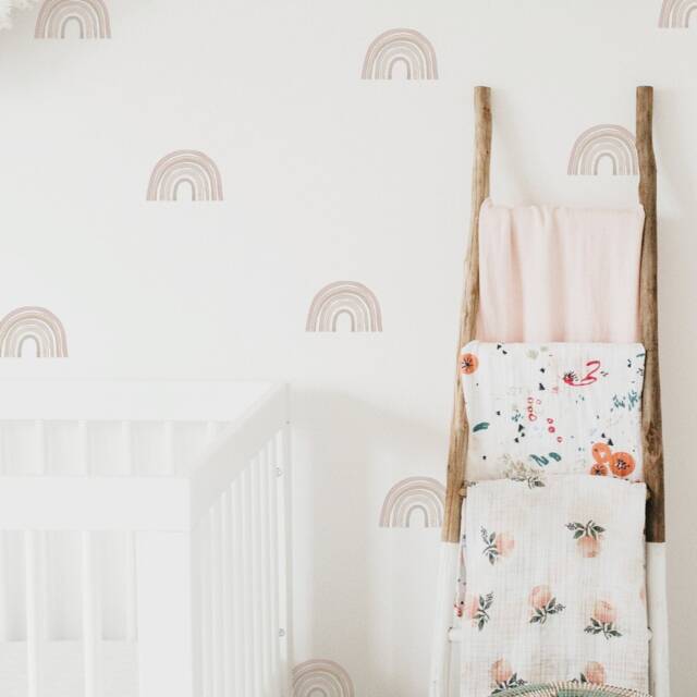 Neutral Watercolor Rainbows Fabric Wall Stickers - Removable & Reusable - image 1