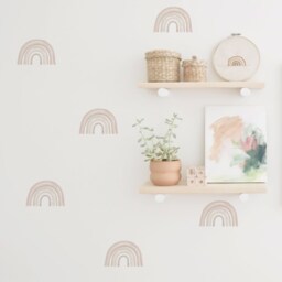 Neutral Watercolor Rainbows Fabric Wall Stickers - Removable & Reusable - thumbnail 3