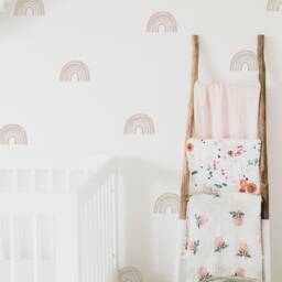 Neutral Watercolor Rainbows Fabric Wall Stickers - Removable & Reusable - thumbnail 1