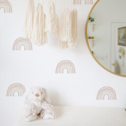 Neutral Watercolor Rainbows Fabric Wall Stickers - Removable & Reusable - thumbnail 2