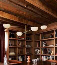 Mid Century Sputnik Chandelier 4 - Modern Brass Ceiling Light Fixture - thumbnail 1