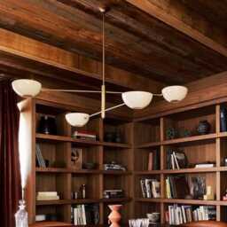 Mid Century Sputnik Chandelier 4 - Modern Brass Ceiling Light Fixture - thumbnail 3