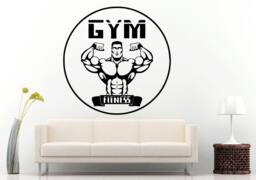 Gym Training Fitness Bodybuilding Wight Lifting Logo Emblem Sign Wall Decal Vinyl Sticker Mural Room Decor L601 - thumbnail 1