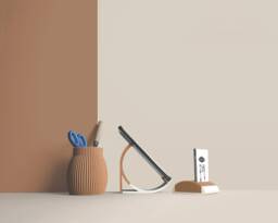 Recycled Wood Fiber 3D Desk Set, Office Accessories, Storage & Decoration, Scandinavian Design, Gift For Home - thumbnail 1