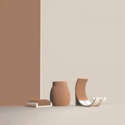 Recycled Wood Fiber 3D Desk Set, Office Accessories, Storage & Decoration, Scandinavian Design, Gift For Home - thumbnail 2